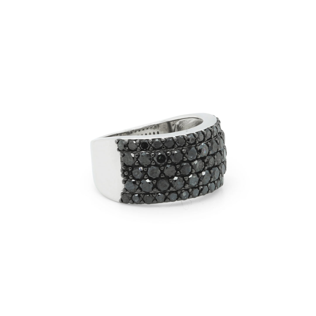 2.80 Cts Black Diamond Ring in 925 Two Tone