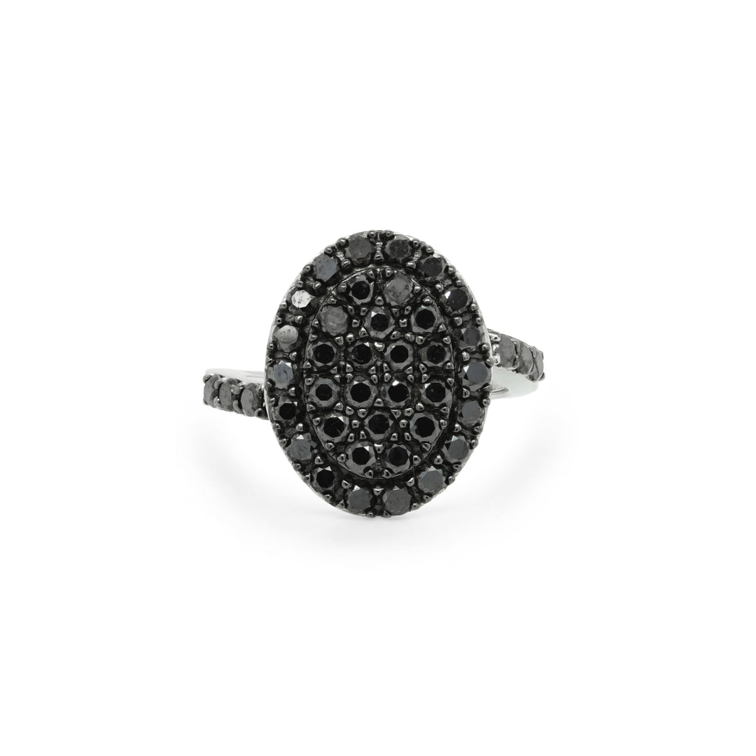 1.84 Cts Black Diamond Ring in 925 Two Tone
