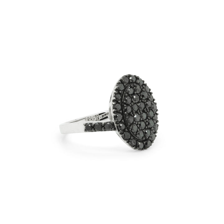 1.84 Cts Black Diamond Ring in 925 Two Tone