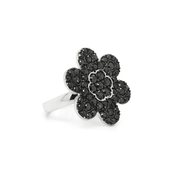 2.36 Cts Black Diamond Ring in 925 Two Tone