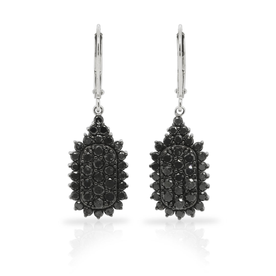 2.53 Cts Black Diamond Earring in 925 Two Tone