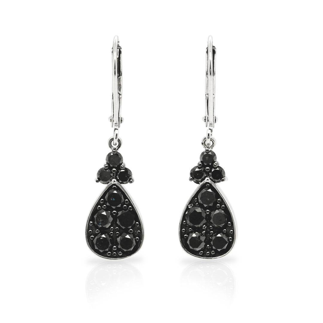 2.11 Cts Black Diamond Earring in 925 Two Tone