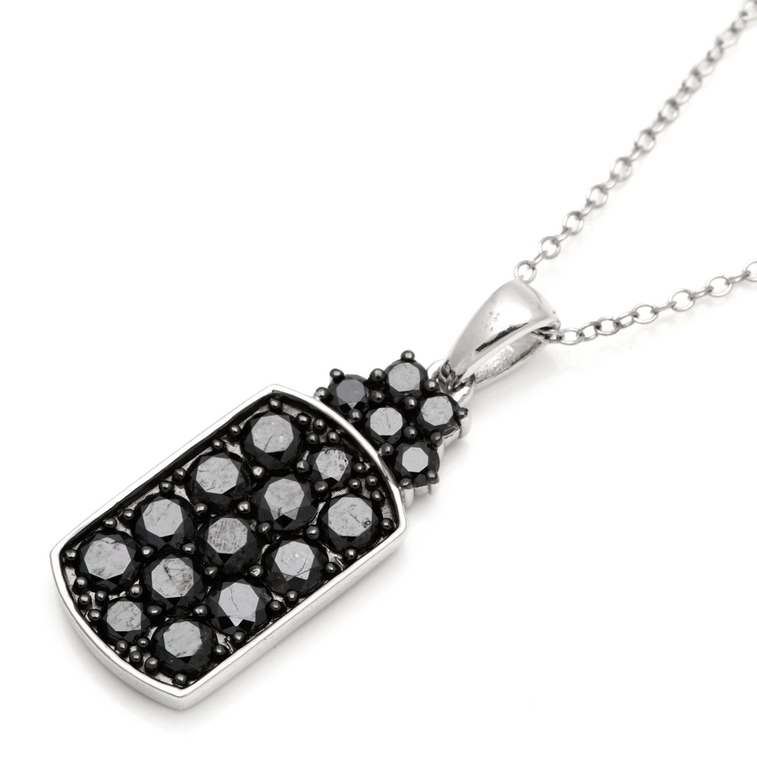 2.55 Cts Black Diamond Pendant in 925 Two Tone