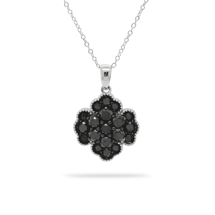 2.56 Cts Black Diamond Pendant in 925 Two Tone