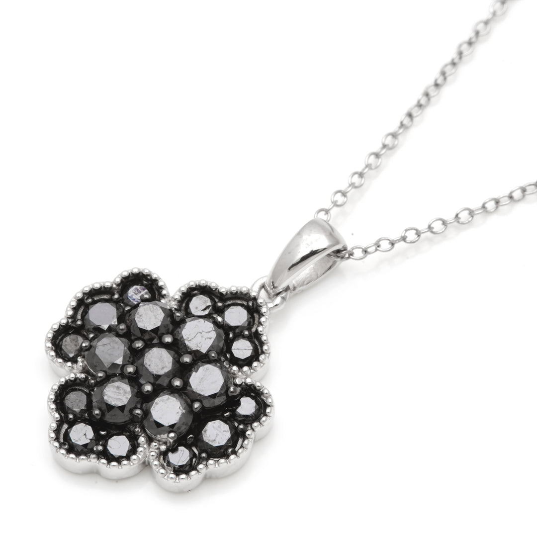 2.56 Cts Black Diamond Pendant in 925 Two Tone