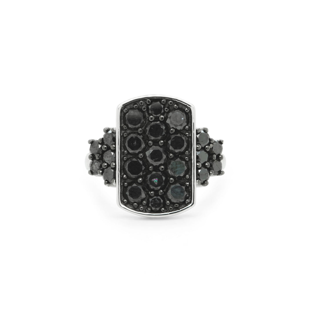 2.78 Cts Black Diamond Ring in 925 Two Tone