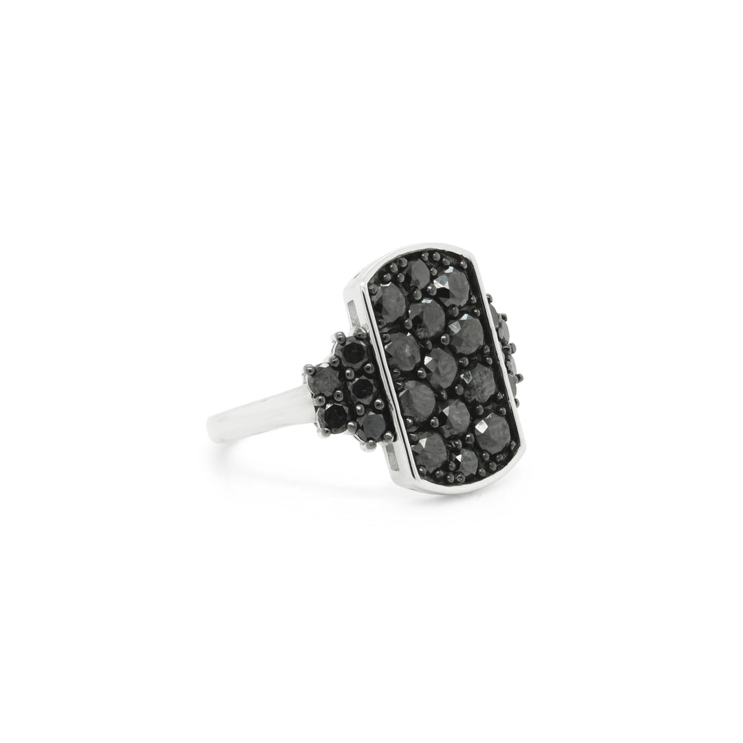 2.78 Cts Black Diamond Ring in 925 Two Tone