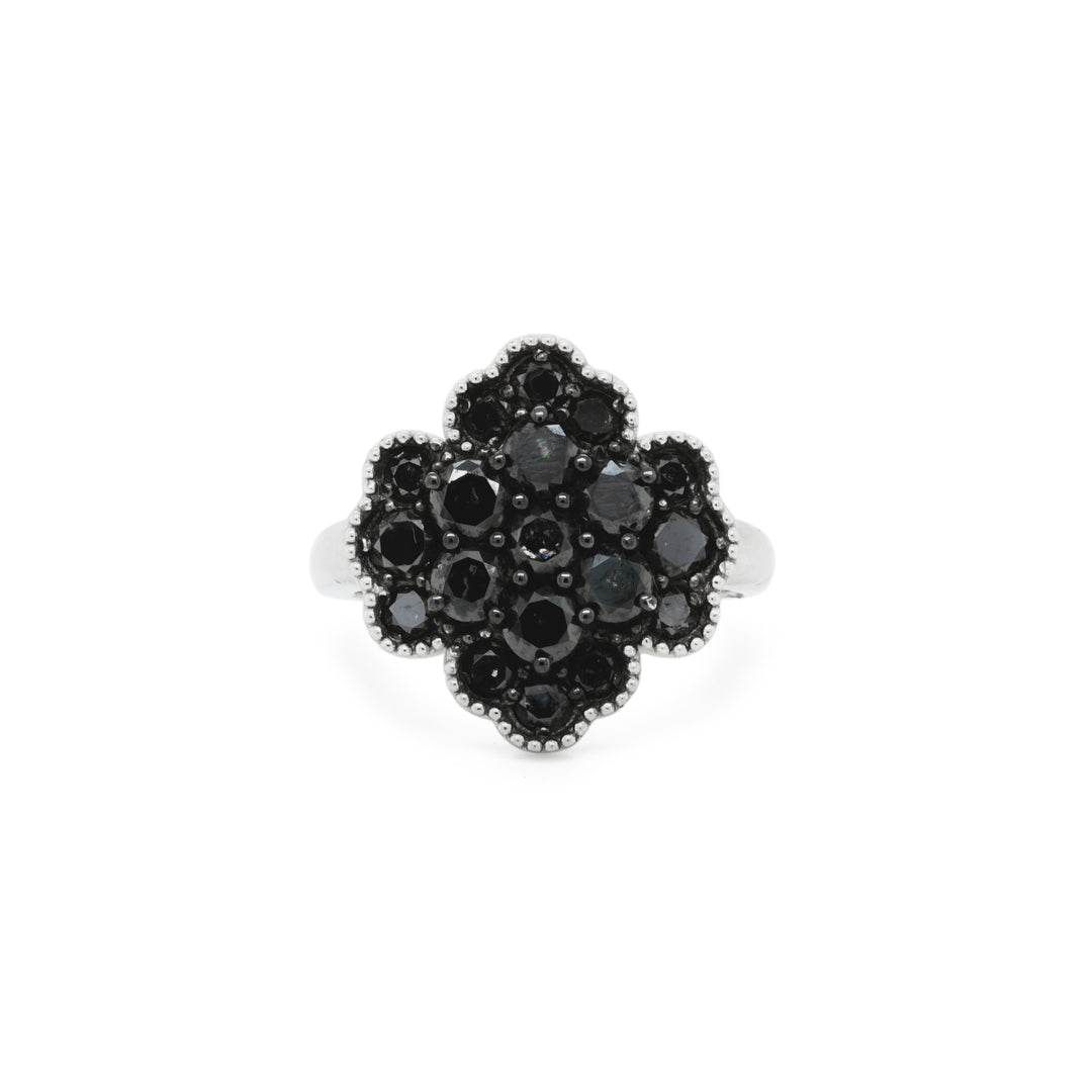 2.53 Cts Black Diamond Ring in 925 Two Tone