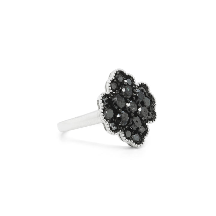 2.53 Cts Black Diamond Ring in 925 Two Tone