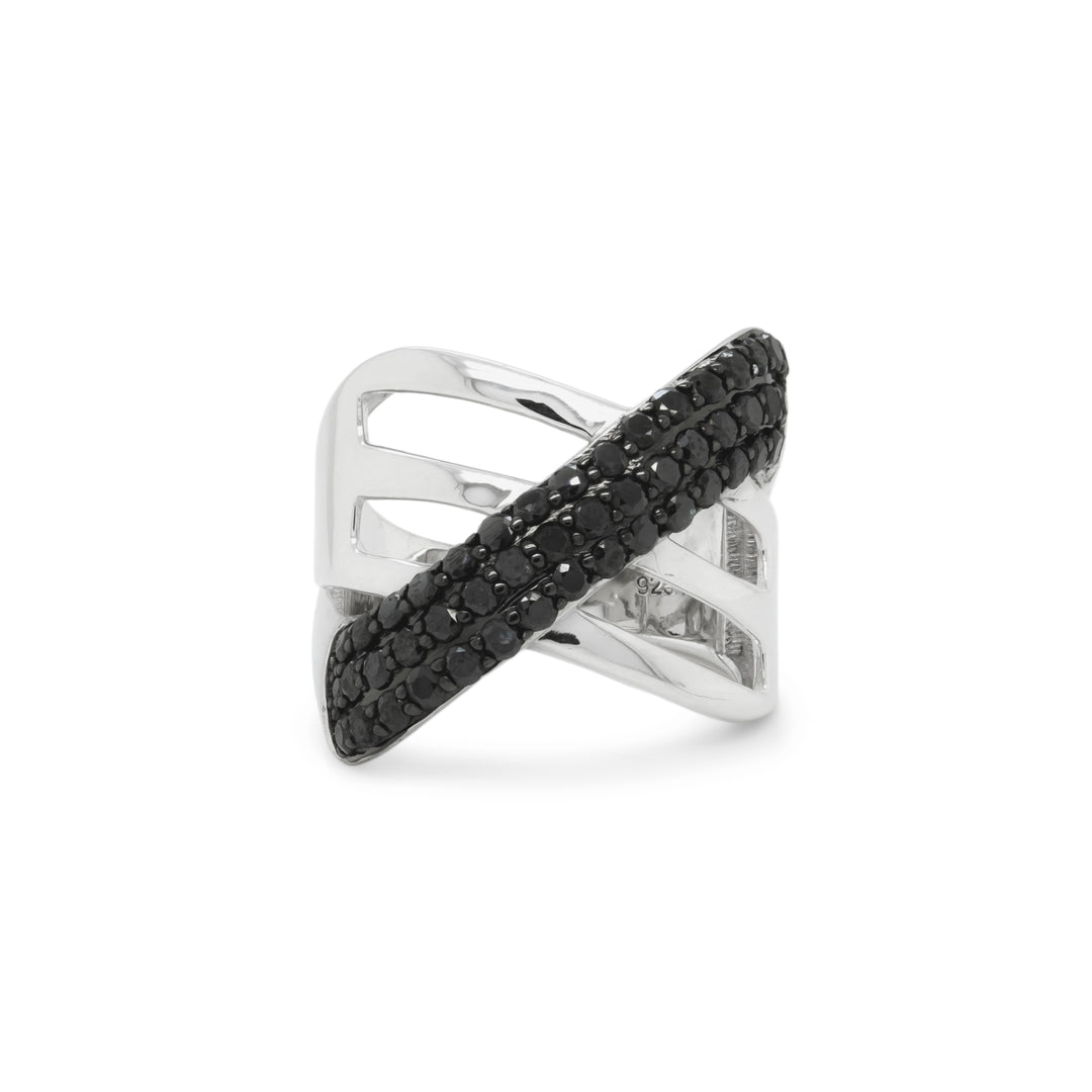 2.67 Cts Black Diamond Ring in 925 Two Tone