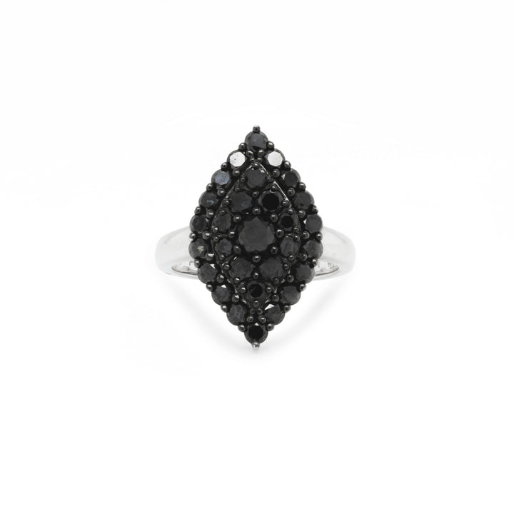 2.42 Cts Black Diamond Ring in 925 Two Tone