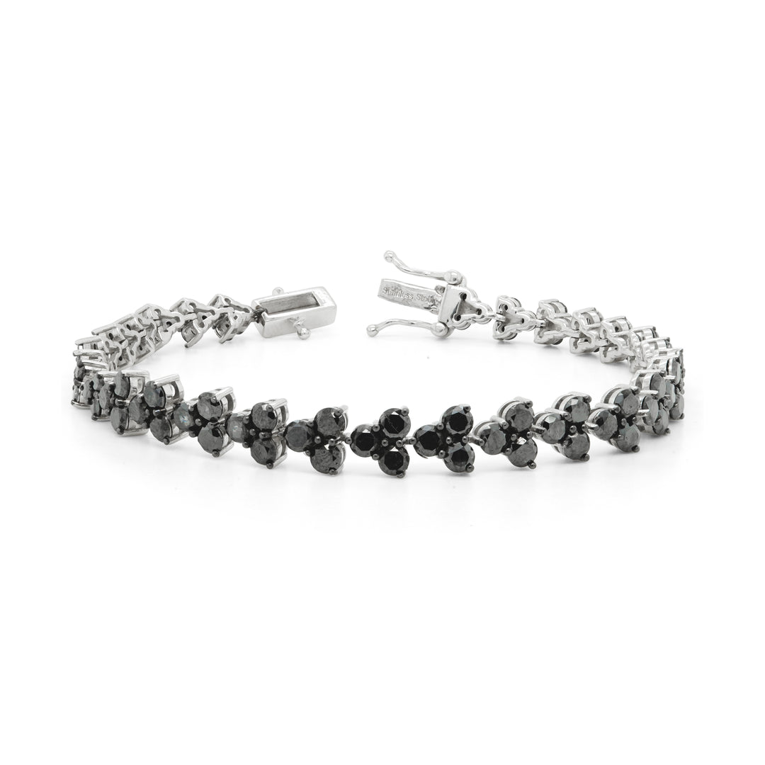 5.92 Cts Black Diamond Bracelet in 925 Two Tone