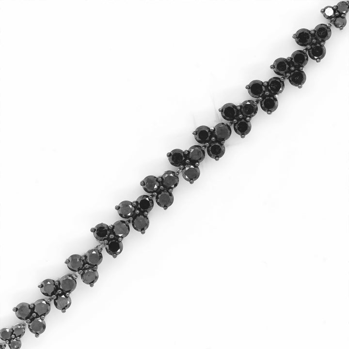5.92 Cts Black Diamond Bracelet in 925 Two Tone