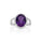 4.04 Cts Amethyst and White Diamond Ring in 14K White Gold