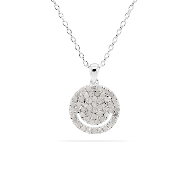 0.73 Cts White Diamond Pendant in White Rhodium Plated 925 Sterling Silver
