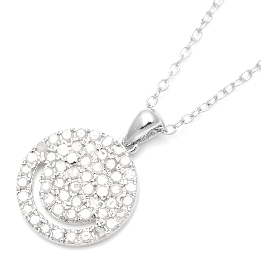 0.73 Cts White Diamond Pendant in White Rhodium Plated 925 Sterling Silver