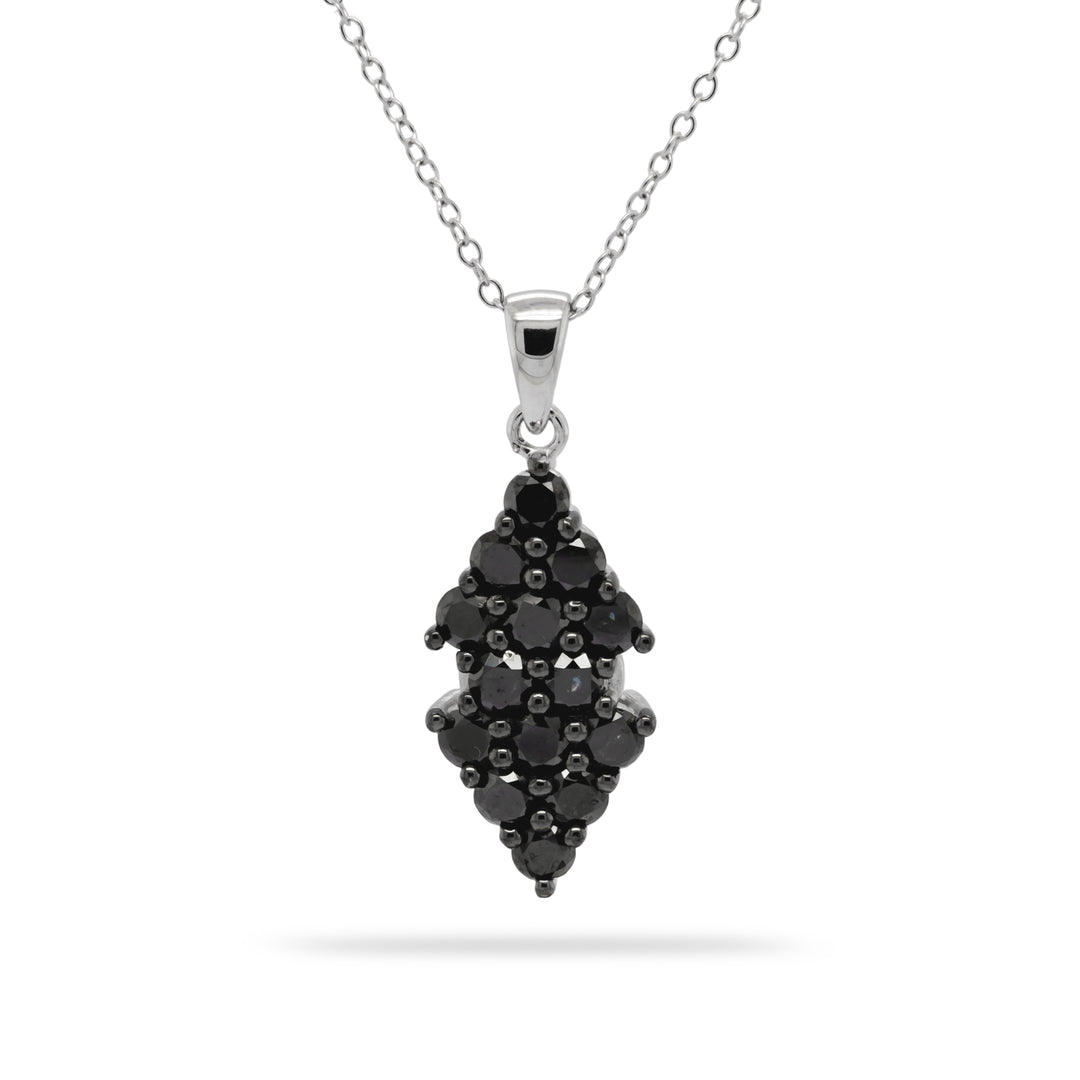 2.30 Cts Black Diamond Pendant in 925 Two Tone