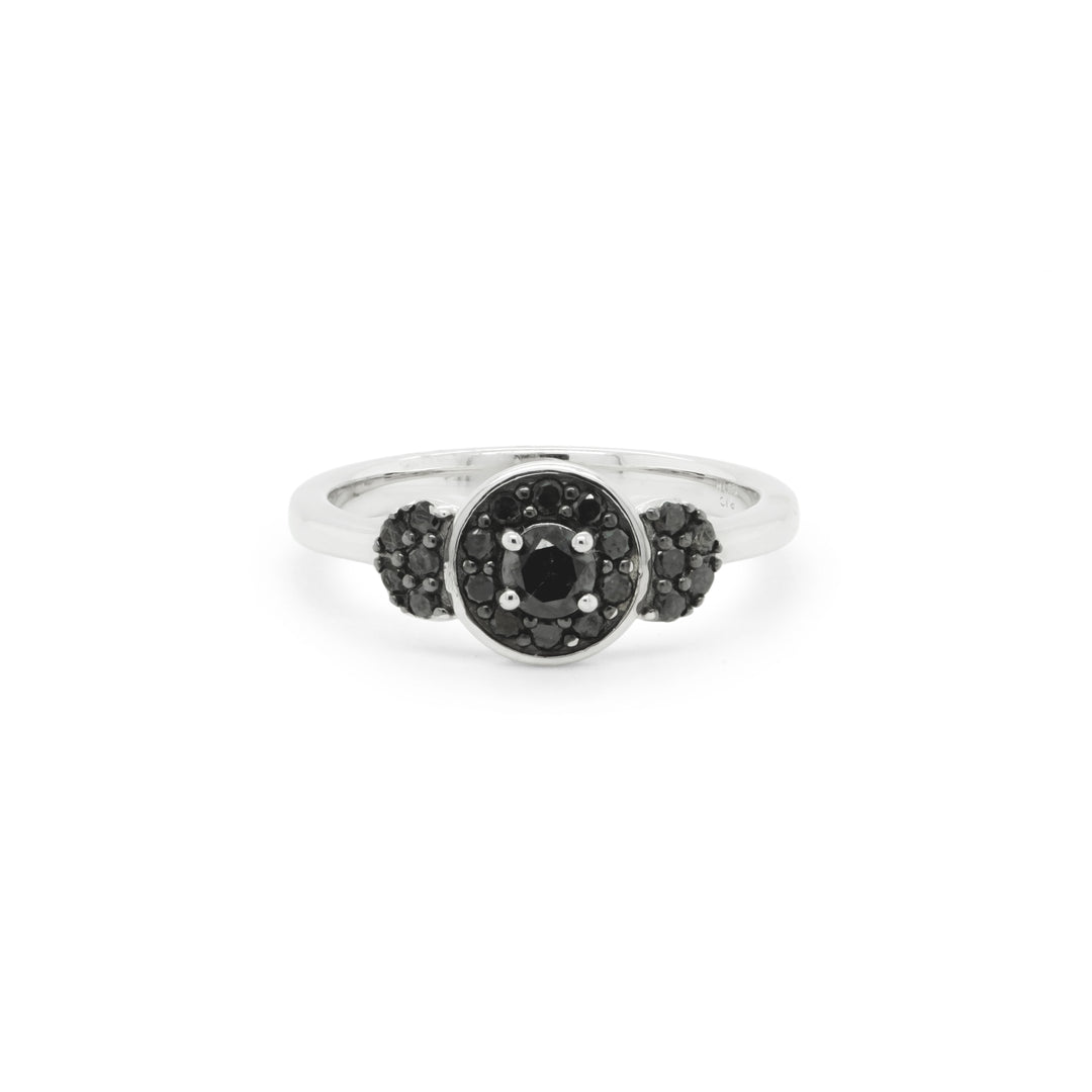 3.00 Cts Black Diamond Ring in 925 Two Tone