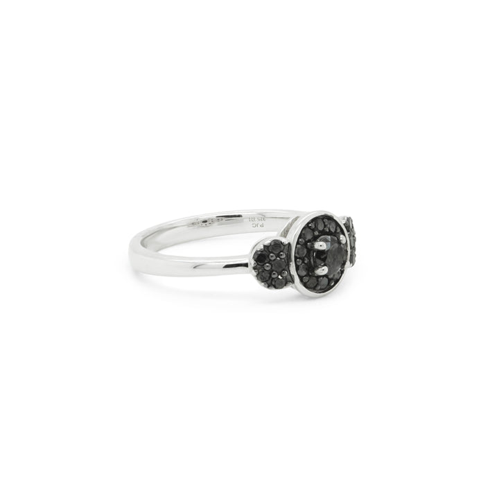 3.00 Cts Black Diamond Ring in 925 Two Tone