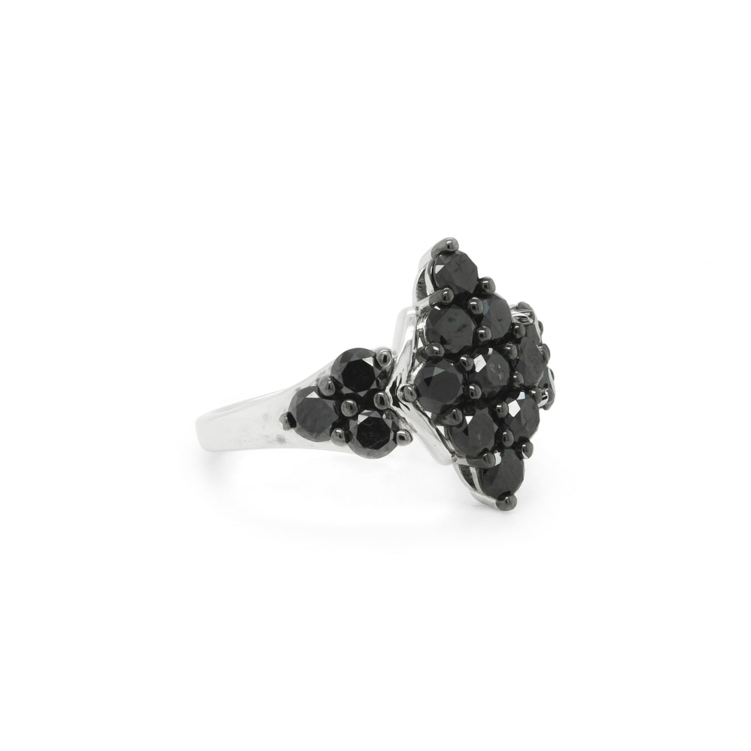 2.55 Cts Black Diamond Ring in 925 Two Tone