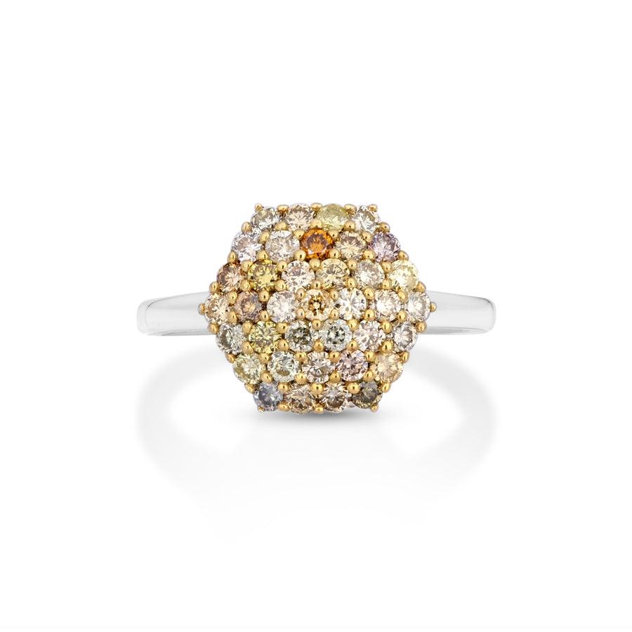 0.96 Cts Multi-Color Diamond Ring in 14K Two Tone