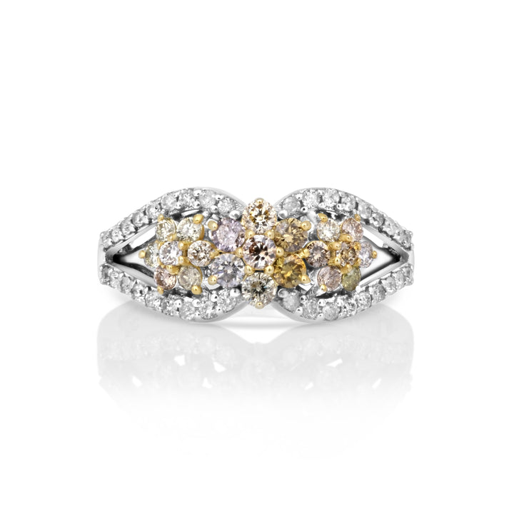 0.43 Cts Multi Color Diamond and White Diamond Ring in 14K Two Tone