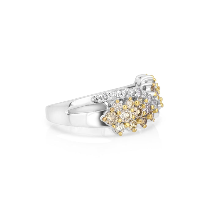 0.91 Cts Multi-Color Diamond and White Diamond Ring in 14K Two Tone