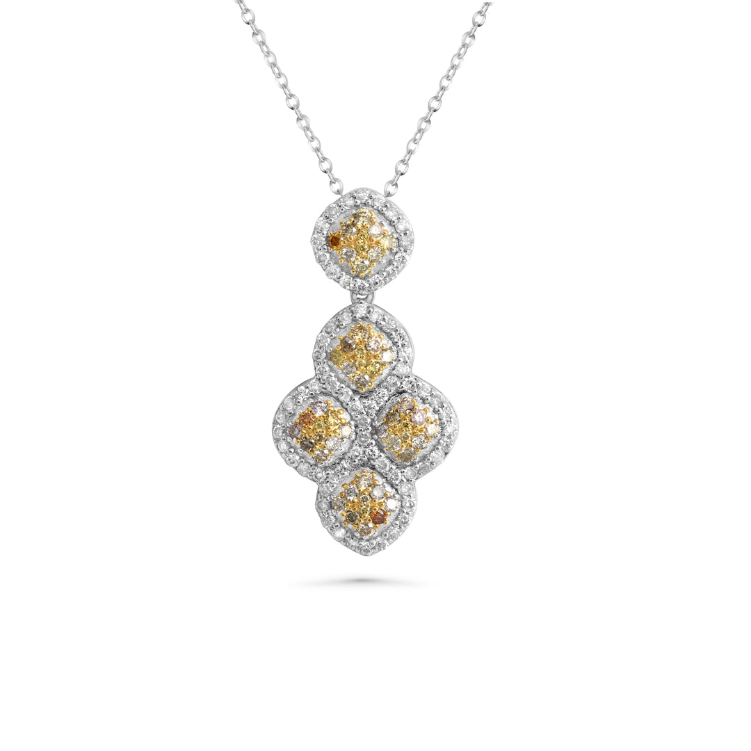 0.49 Cts Multi Color Diamond and White Diamond Pendant in 14K Two Tone