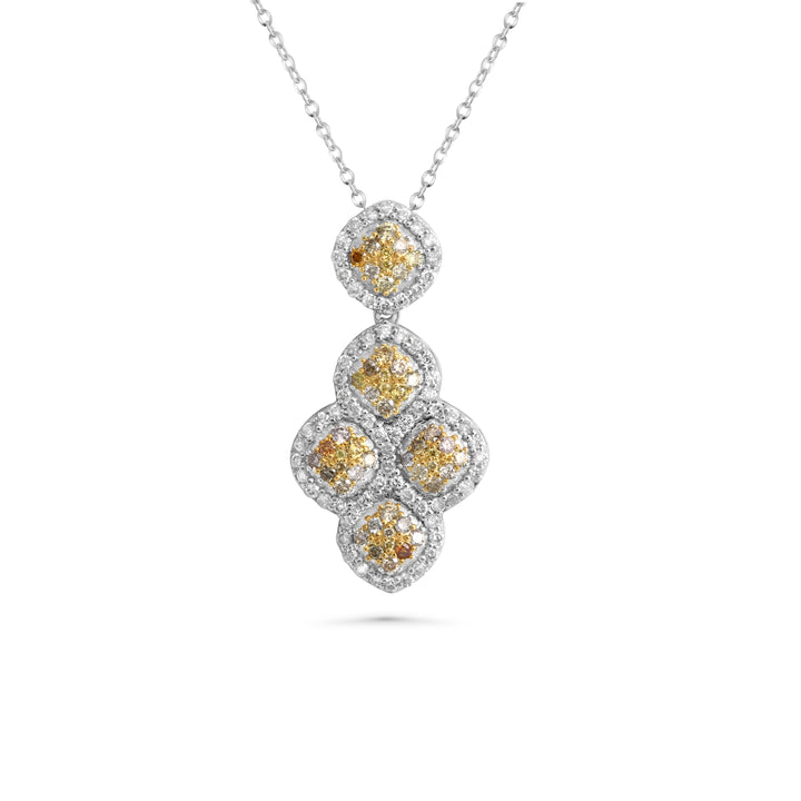 0.49 Cts Multi Color Diamond and White Diamond Pendant in 14K Two Tone