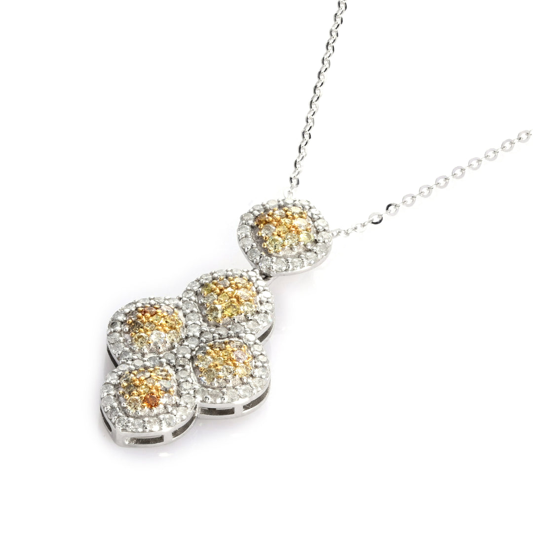 0.49 Cts Multi Color Diamond and White Diamond Pendant in 14K Two Tone