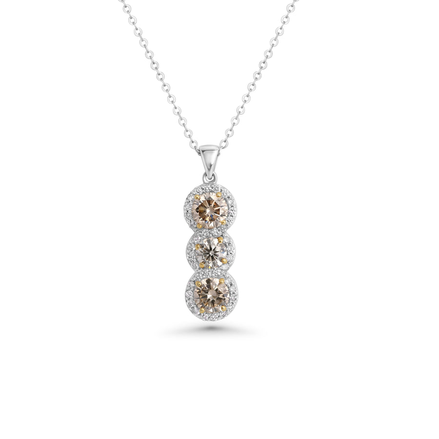 1.37 Cts Brown Diamond and White Diamond Pendant in 14K White Gold