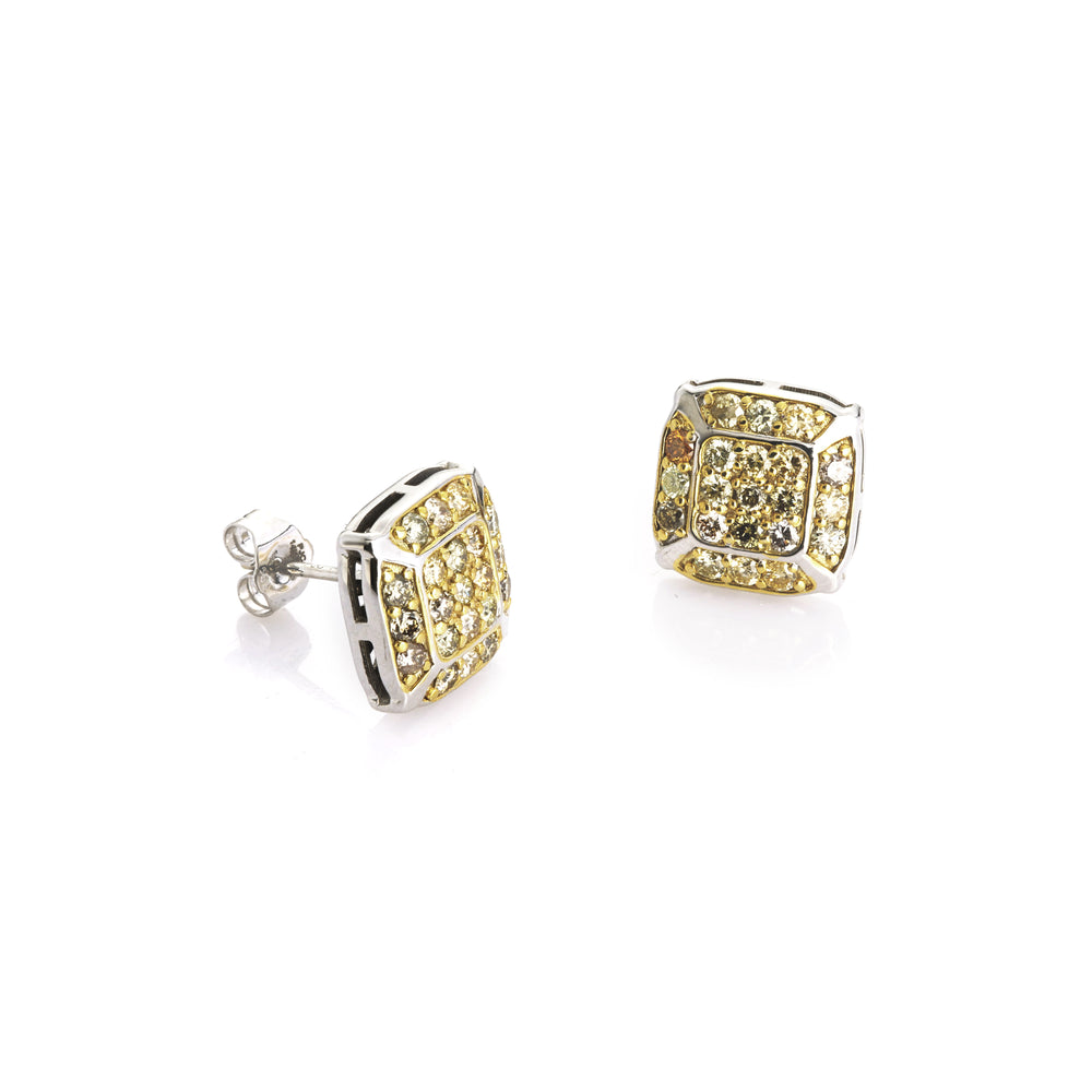 0.95 Cts Multi Color Diamond Earring in 14K Two Tone