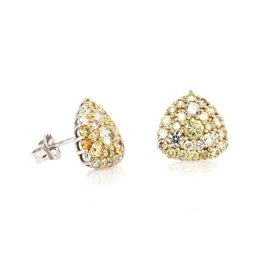 1.75 Cts Multi Color Diamond Earring in 14K Two Tone