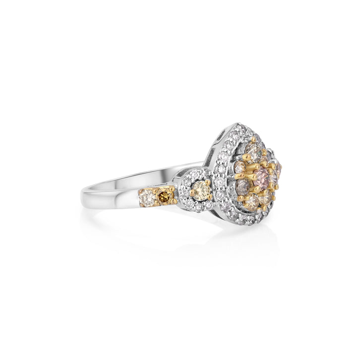0.49 Cts Multi-Color Diamond and White Diamond Ring in 14K Two Tone