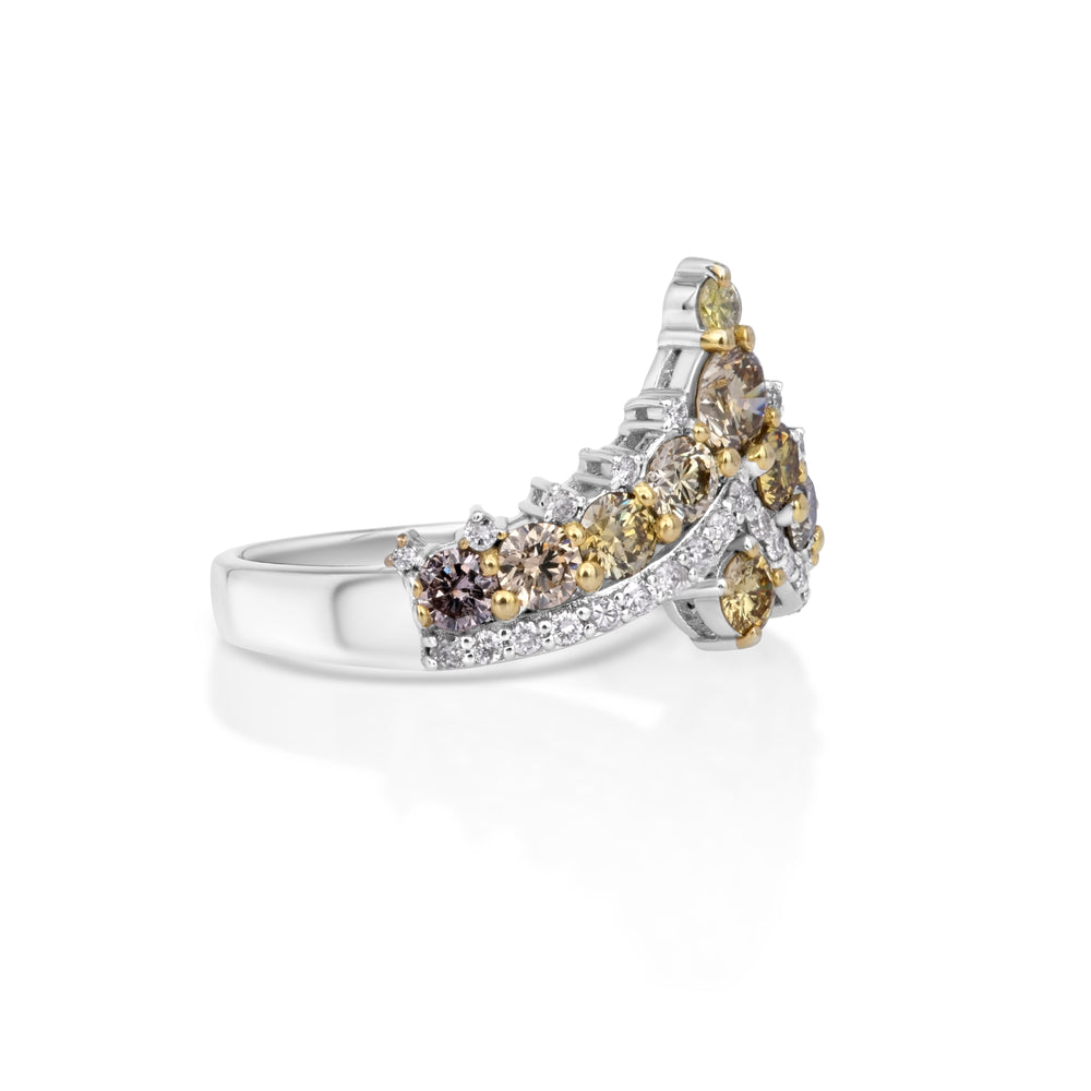 1.05 Cts Multi Color Diamond and White Diamond Ring in 14K Two Tone