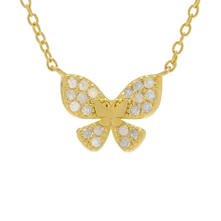 0.16 Cts White Diamond Butterfly Necklace in 18K Gold Plated 925 Sterling Silver