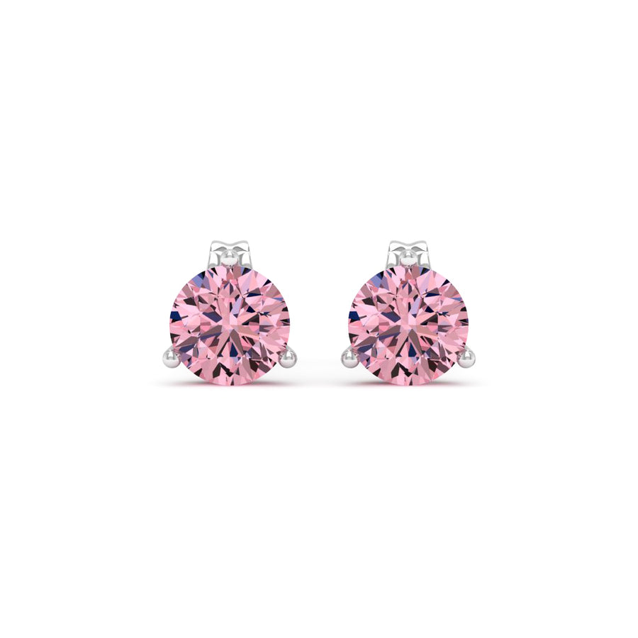1.00 DEW Pink Moissanite Earring in 925 Platinum Plated