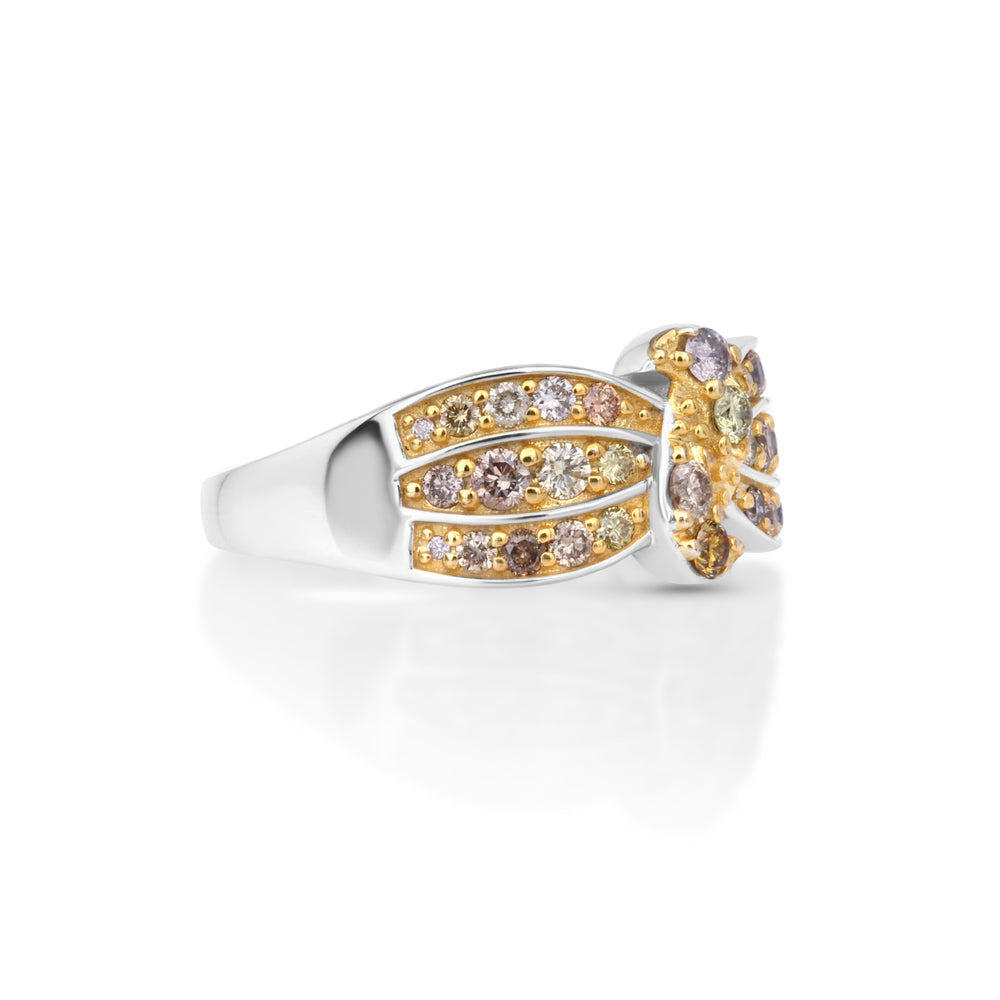0.6 Cts Multi Color Diamond Ring in 14K Two Tone