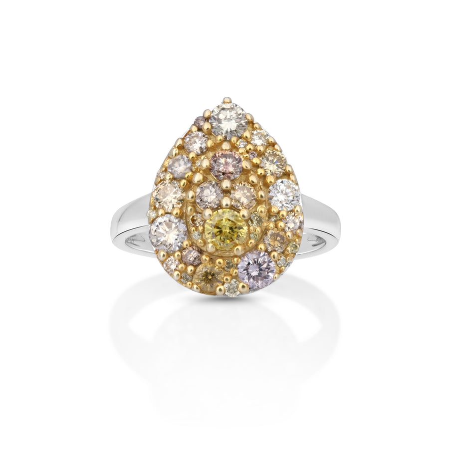 1.65 Cts Multi Color Diamond Ring in 14K Two Tone