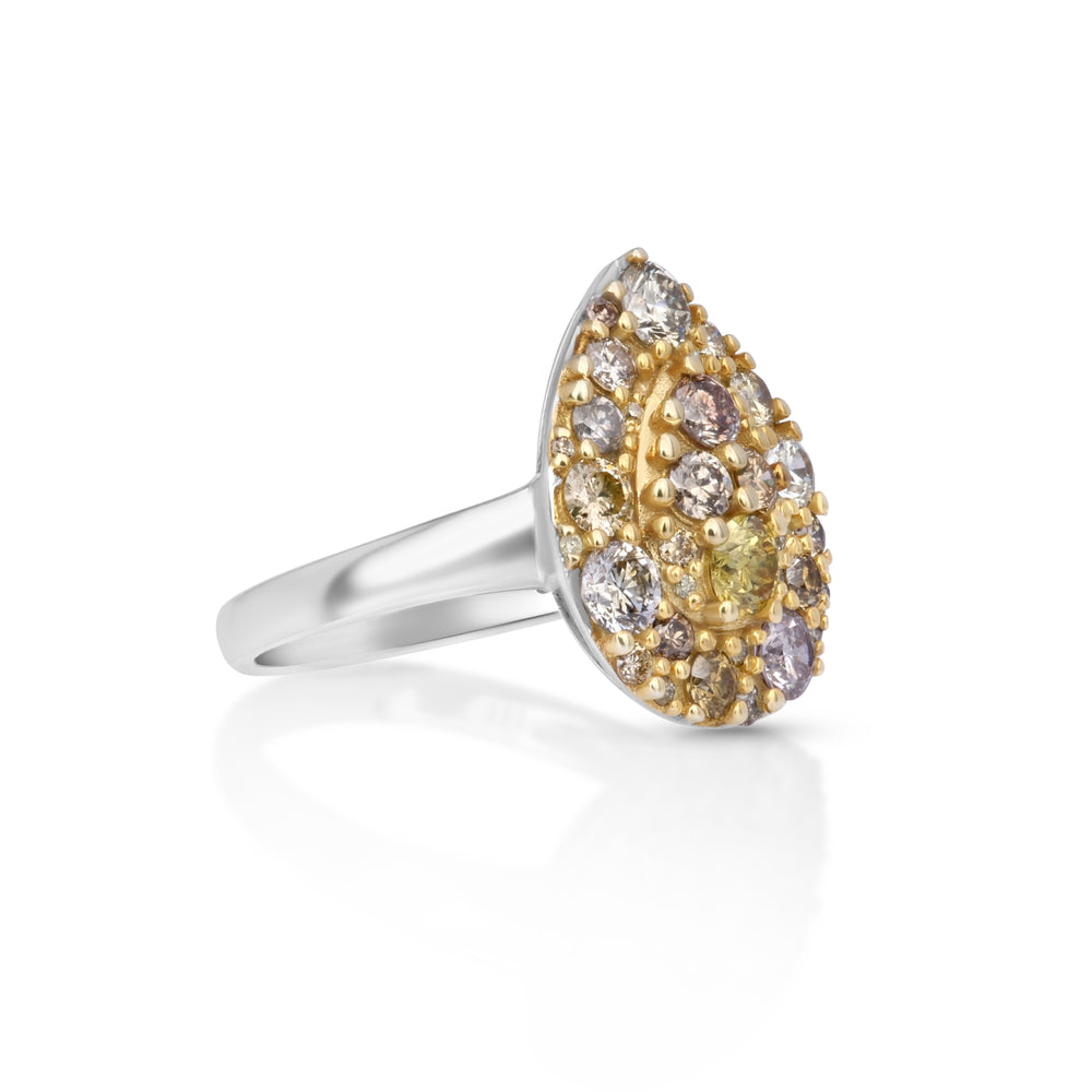 1.65 Cts Multi Color Diamond Ring in 14K Two Tone