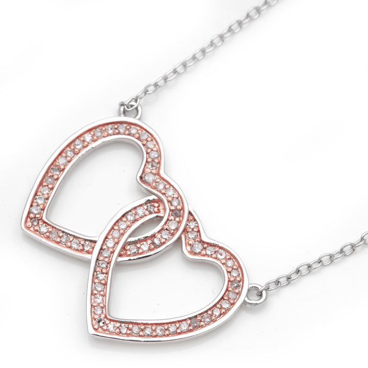 0.36 Cts Pink Diamond necklace in 925 Two Tone