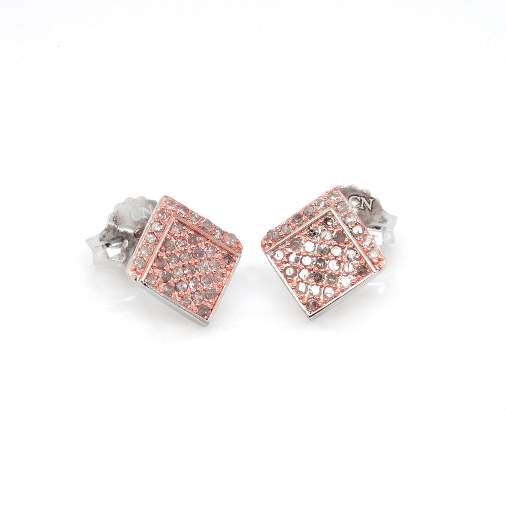 0.47 Cts Pink Diamond Earring in 925 Two Tone