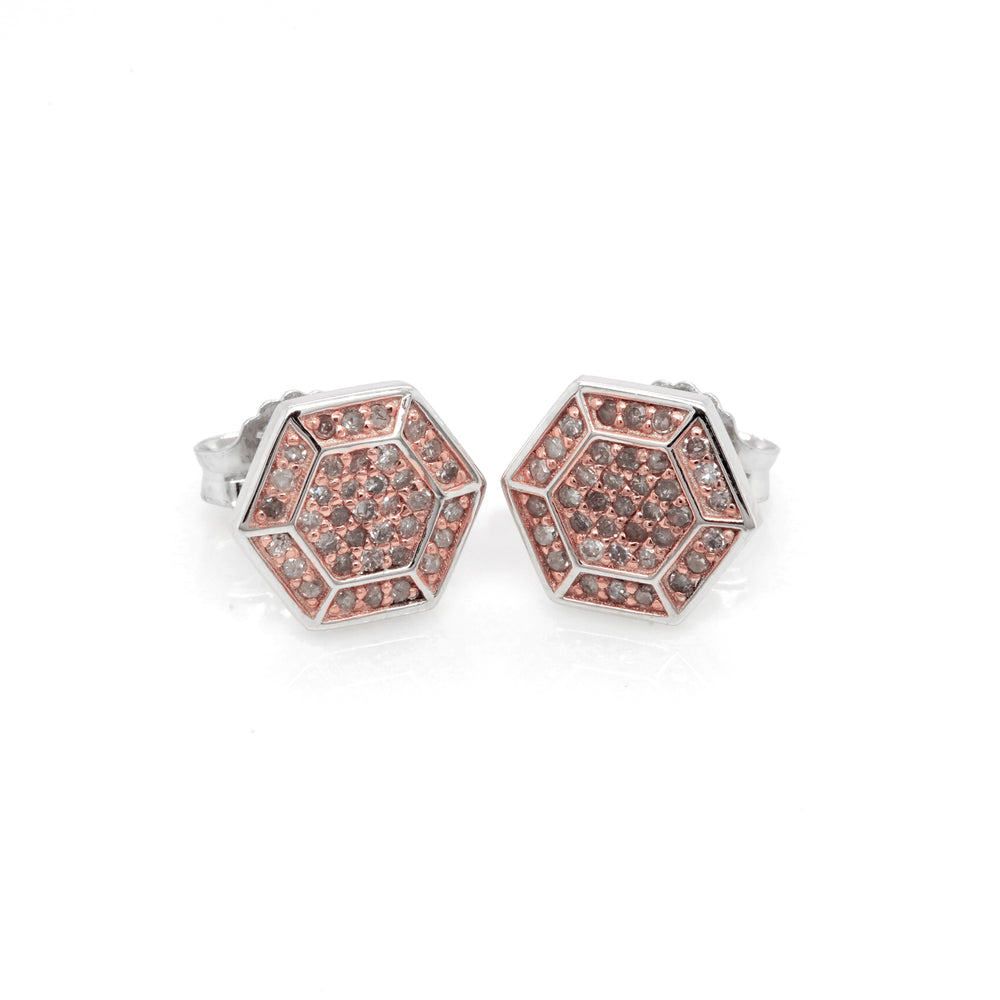0.48 Cts Pink Diamond Earring in 925 Two Tone
