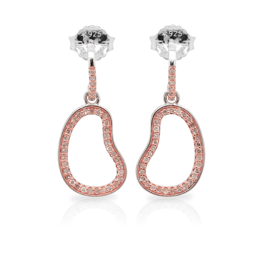 0.55 Cts Pink Diamond Earring in 925 Two Tone