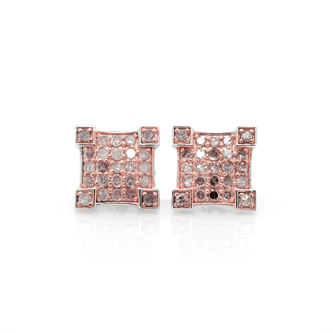 0.79 Cts Pink Diamond Earring in 925 Two Tone