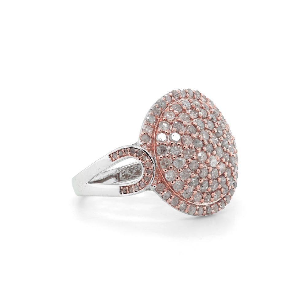 1.25 Cts Pink Diamond Ring in 925 Two Tone