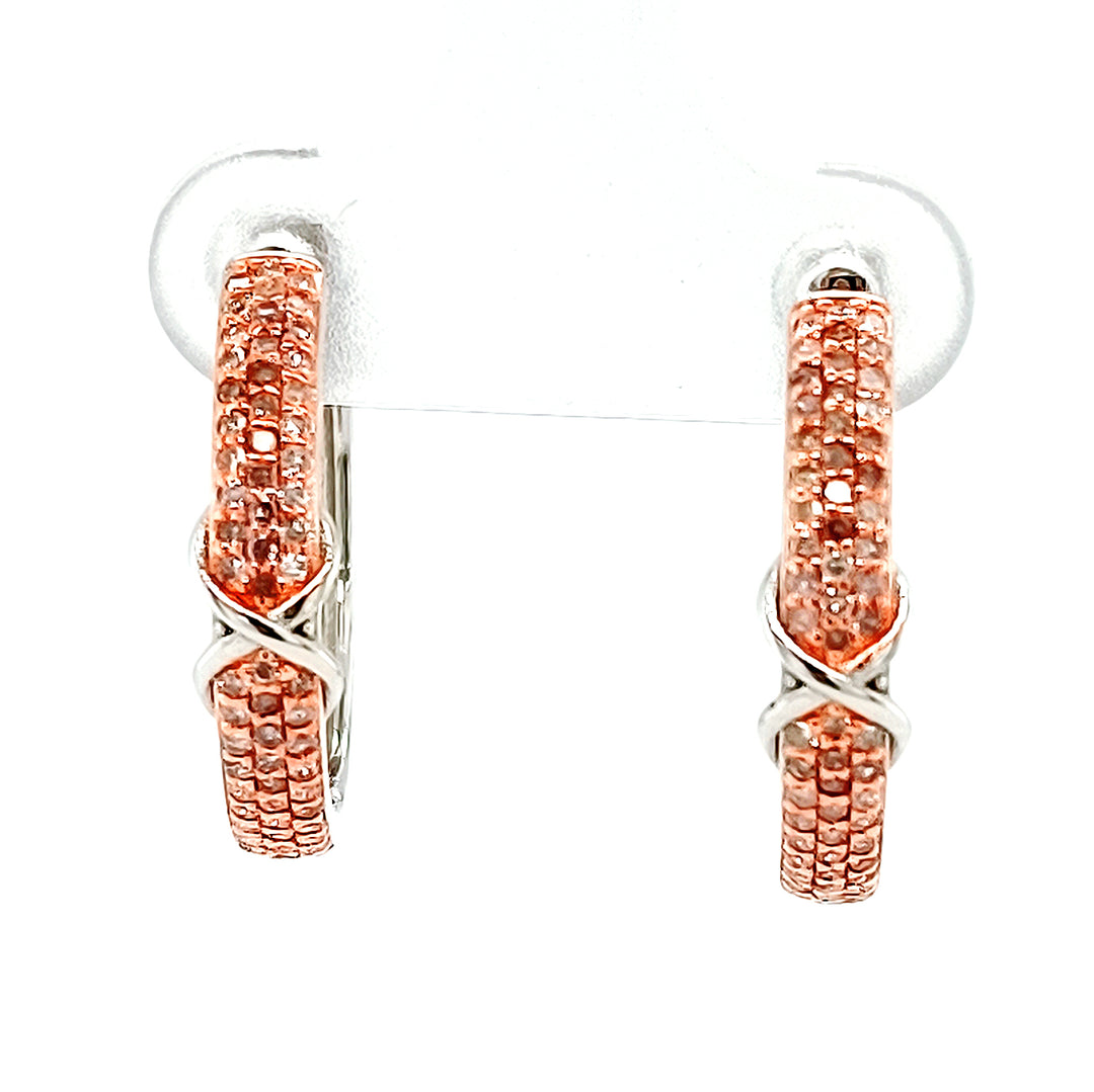 0.47 Cts Pink Diamond Hoop Earring in 925 Two Tone