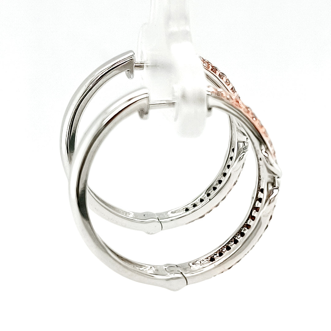 0.47 Cts Pink Diamond Hoop Earring in 925 Two Tone