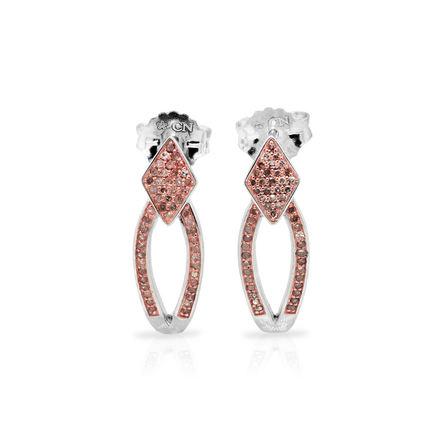 0.39 Cts Pink Diamond Earring in 925 Two Tone