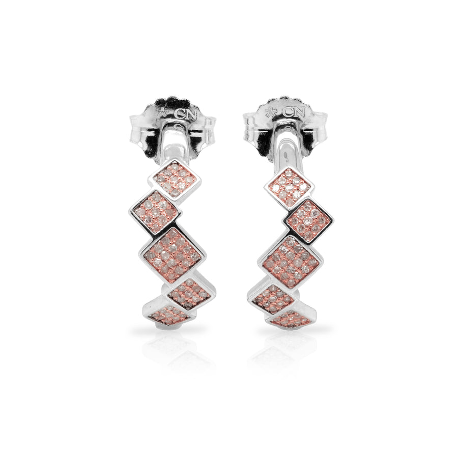0.32 Cts Pink Diamond Earring in 925 Two Tone